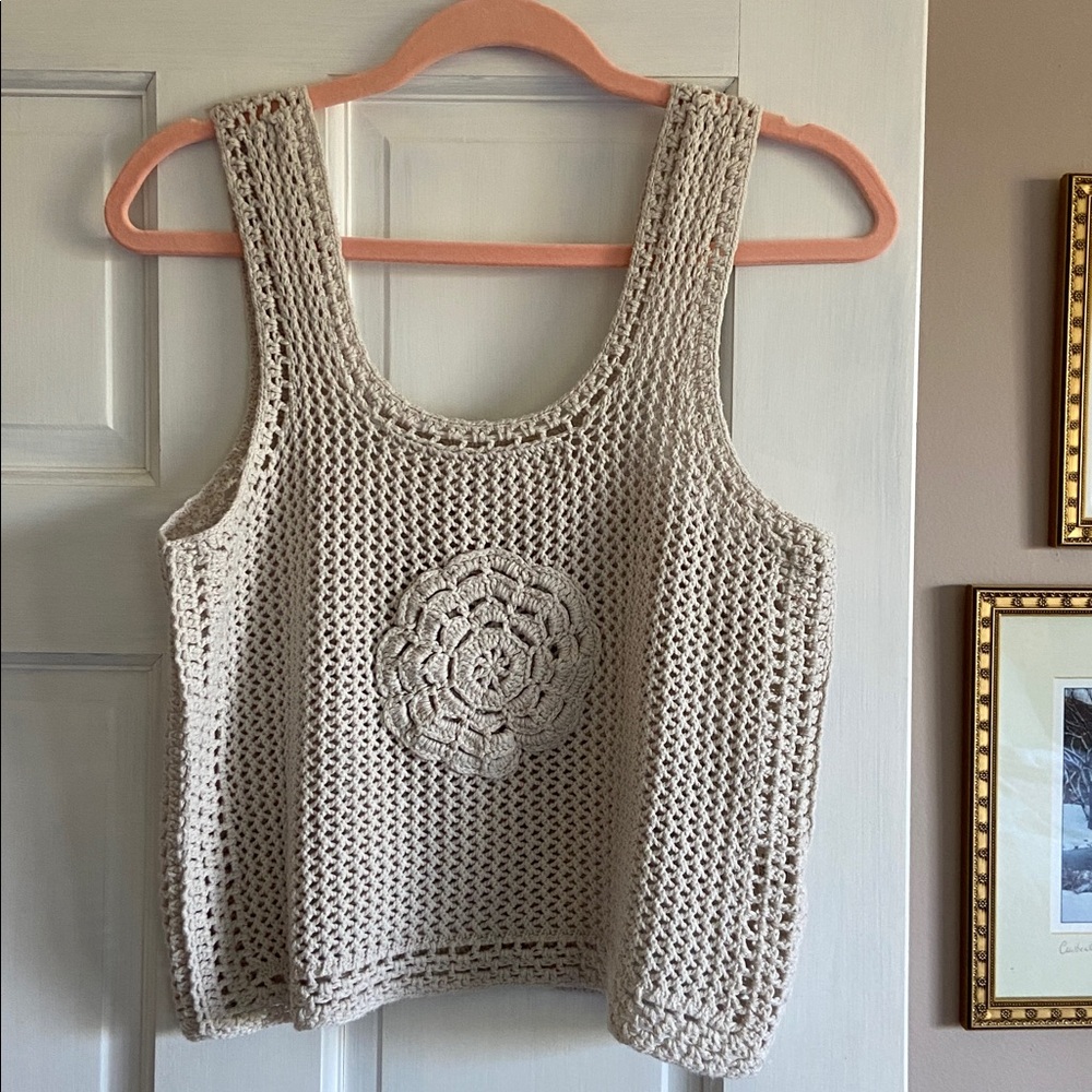 White Crochet Tank Top